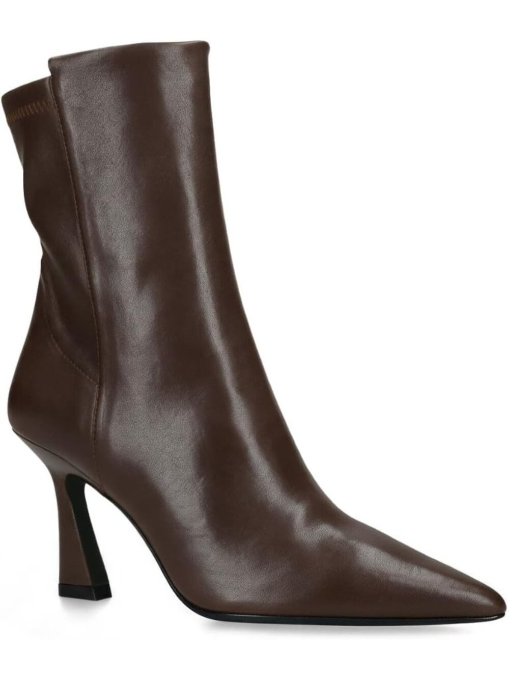 Women's Red/Brown Pointed Toe Kitten Heel Side Zipper Comfortable Ankle Boots